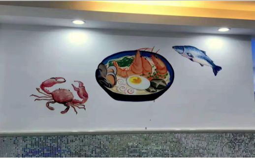 麻城海鲜面馆彩绘